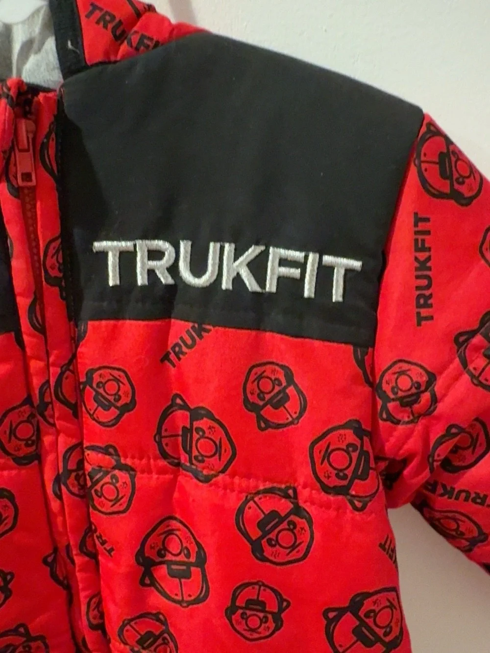 TRUKFIT Baby Red Black Hooded Puffer Snowsuit 6-9 Months